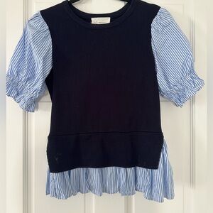 Anthropologie mixed media sweater with blouse size XS